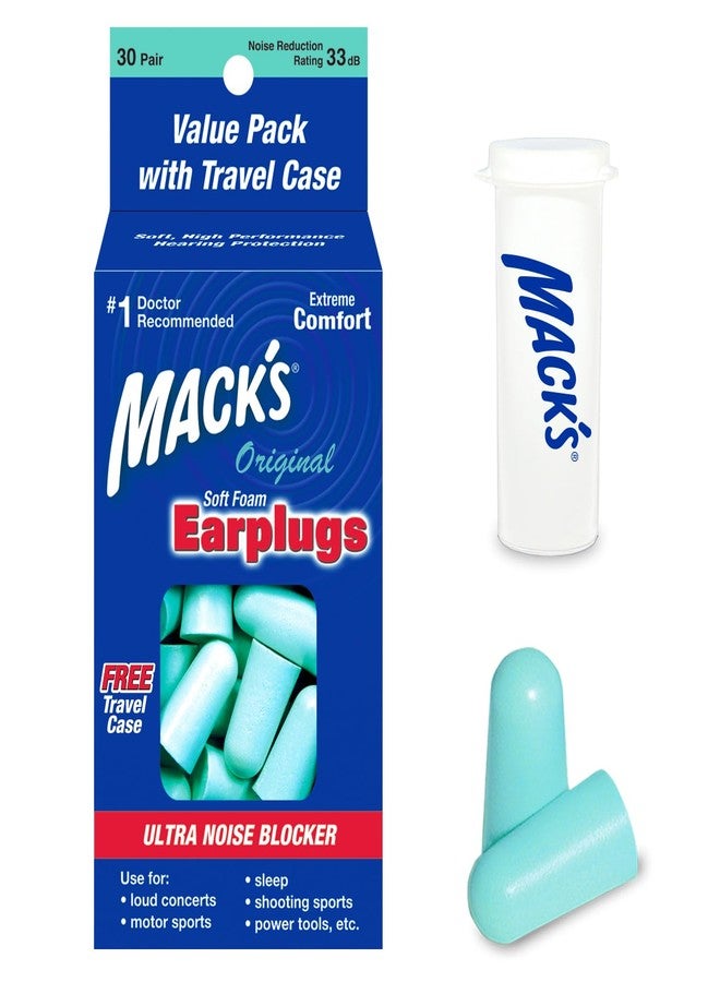 Mack's Original Soft Foam Earplugs, 30 Pair - 33dB Highest NRR, Comfortable Ear Plugs for Sleeping, Snoring, Work, Travel & Loud Events | Made in USA - Image 1